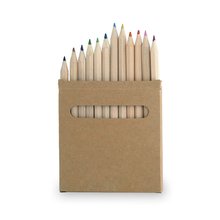 Caja de 12 lápices de color en cartón natural Caja de cartón natural con 12 lápices de color