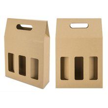 Caja Cartón para 3 Botellas con Asa Troquelada