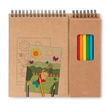 Caja con cuaderno para colorear y 8 lápices de colores Beig