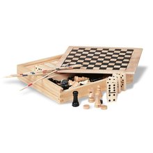 Caja de madera con 4 juegos Marrón