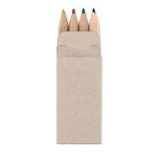 Cajita mini de cartón con 4 lápices de colores Beige