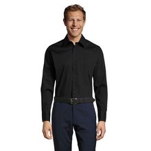 Camisa Ajustada Hombre Algodón/Elastano Negro 3XL