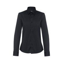 Camisa Ceñida Popelina Mujer Negro XL