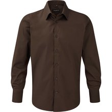 Camisa entallada larga hombre Marrón S