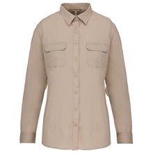 Camisa envejecida manga larga mujer Beige M