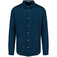 Camisa de lino hombre Azul M