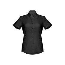 Camisa oxford mujer manga corta entallada Negro XXL