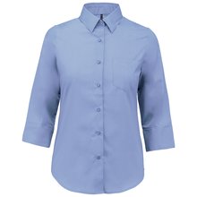 Camisa popelina media manga mujer Azul 3XL