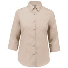 Camisa popelina media manga mujer Beige M