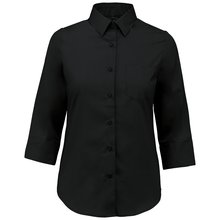 Camisa popelina media manga mujer Negro 3XL