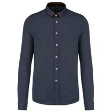 Camisa punto Jacquard Manga Larga Azul L