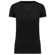 Camiseta algodón chica cuello pico Negro XS