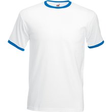 Camiseta de algodón con cuello contrastado Blanco XXL