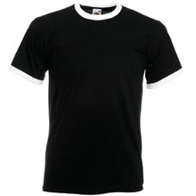 Camiseta de algodón con cuello contrastado Negro S