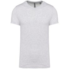 Camiseta de algodón con cuello de pico Gris S