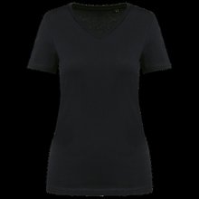 Camiseta algodón cuello pico mujer Negro XS