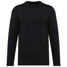 Camiseta algodón cuello redondo manga larga Negro XXL