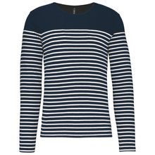 Camiseta de algodón marinera de manga larga Azul M