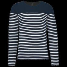 Camiseta de algodón marinera de manga larga Navy / White Stripes S