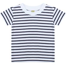 Camiseta de bebé a rayas de algodón White / Oxford Navy 0/6M