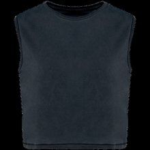 Camiseta crop top sin mangas Washed Coal Grey XS