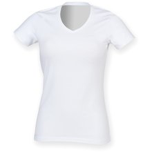 Camiseta cuello de pico para mujer Blanco L
