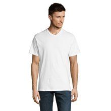 Camiseta Hombre Algodón Cuello Pico Blanco L