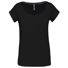 Camiseta manga corta algodón mujer Negro XXL