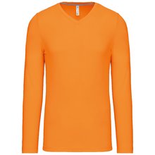 Camiseta de manga larga con cuello de pico Naranja L