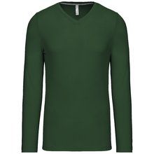 Camiseta de manga larga con cuello de pico Verde 4XL