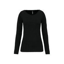 Camiseta manga larga mujer y cuello redondo Negro S