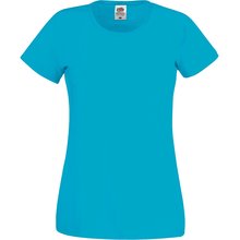 Camiseta mujer algodón cuello redondo entallada Azul XS