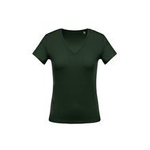 Camiseta mujer cuello de pico entallada Verde XS