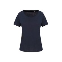 Camiseta orgánica cuello sin costuras Azul L