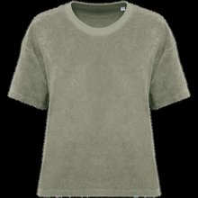 Camiseta de rizo para mujer corte oversize Almond Green XS