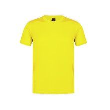 Camiseta técnica adulto de varios colores con diseño en espalda y mangas transpirable Amarillo Fluor S