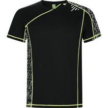 Camiseta Técnica Manga Ranglán Paneles Estampados PRINT RUN NEGRO M