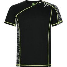 Camiseta Técnica Manga Ranglán Paneles Estampados PRINT RUN NEGRO S