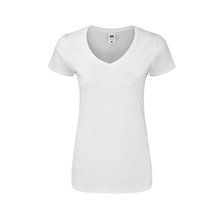 Camiseta V-Neck Entallada Algodón Mujer Blanco XL