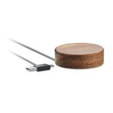 Cargador Qi Madera 15W Cable Retráctil Madera