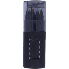 Caja tubo negra con 12 lápices de colores y sacapuntas | BACK BOTTOM