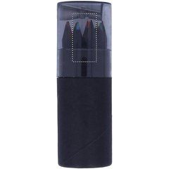 Caja tubo negra con 12 lápices de colores y sacapuntas | Frontal Superior