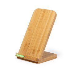 Cargador de bambú con soporte para smartphones | Lado Izquierdo
