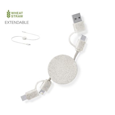 Cable Cargador USB/C Extensible en Caña de Trigo