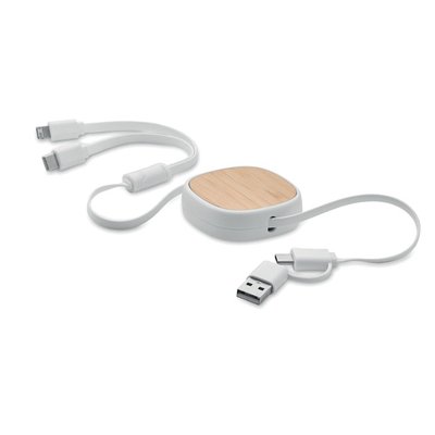 Cable MultiUSB Retráctil 90cm Blanco