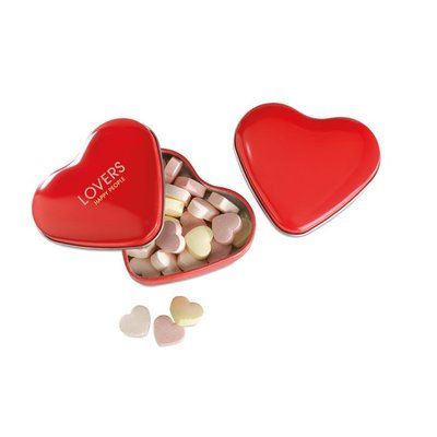Cajita corazón de aluminio con caramelos amorosos