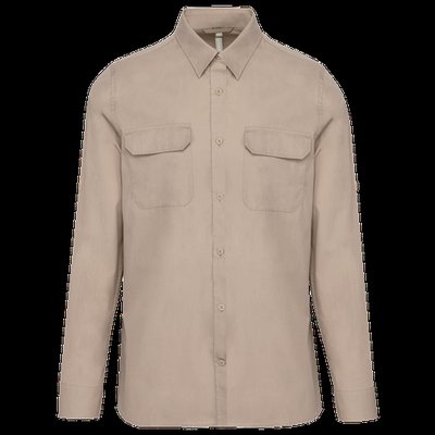 Camisa con 2 bolsillos parche Beige S