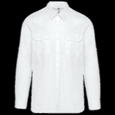 Camisa con 2 bolsillos parche White XL