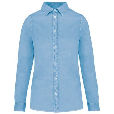 Camisa ajustada eco mujer Washed Cool Blue L