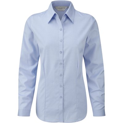 Camisa ajustada manga larga mujer Azul L